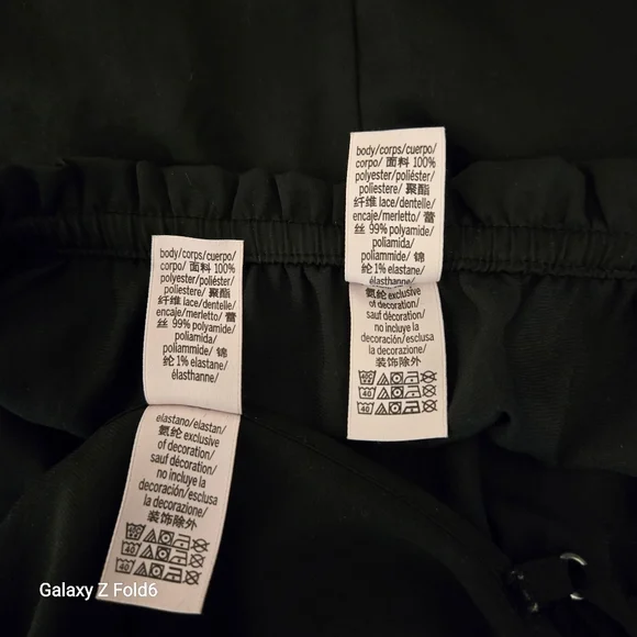 Victoria’s Secret Black Lace Trim Satin Pajama Set Top & Shorts Women’s Small - Picture 5 of 6